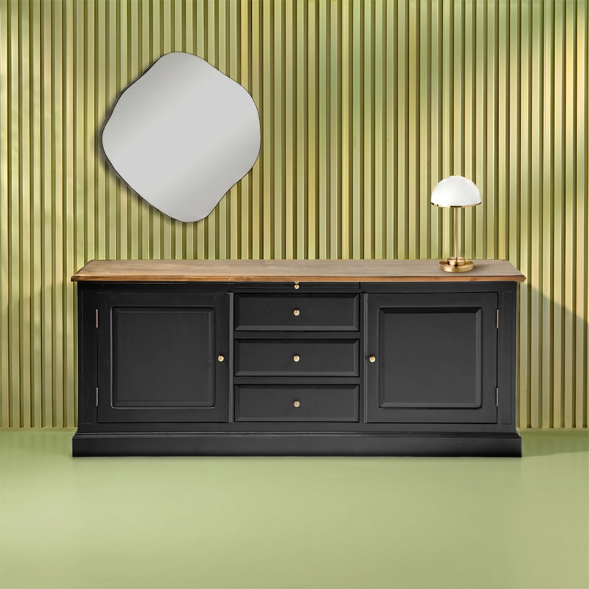 Buffet en acacia massif - FONTAINEBLEAU noir, SIGNATURE