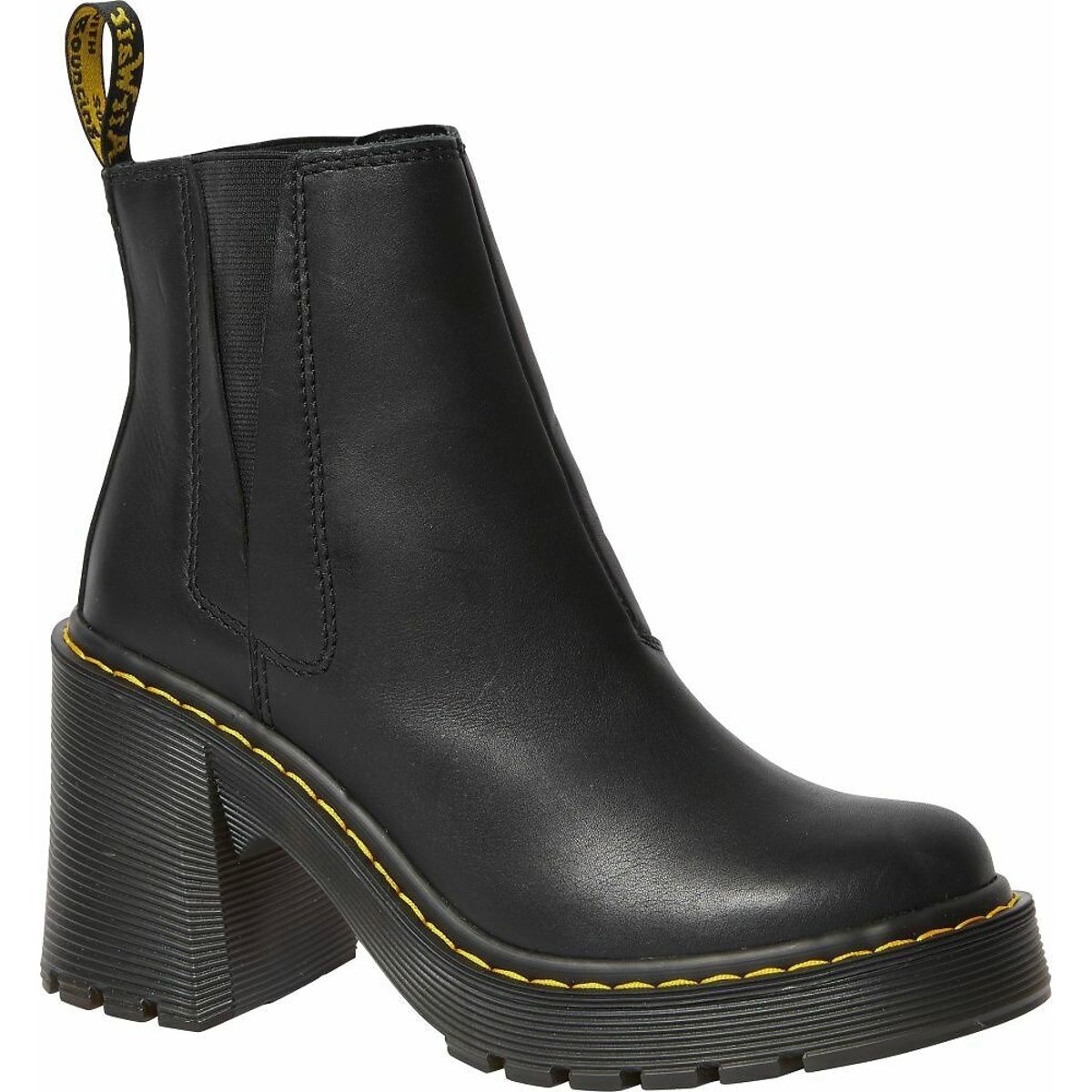 Boots à talon Spence en cuir sendal noir, DR. MARTENS