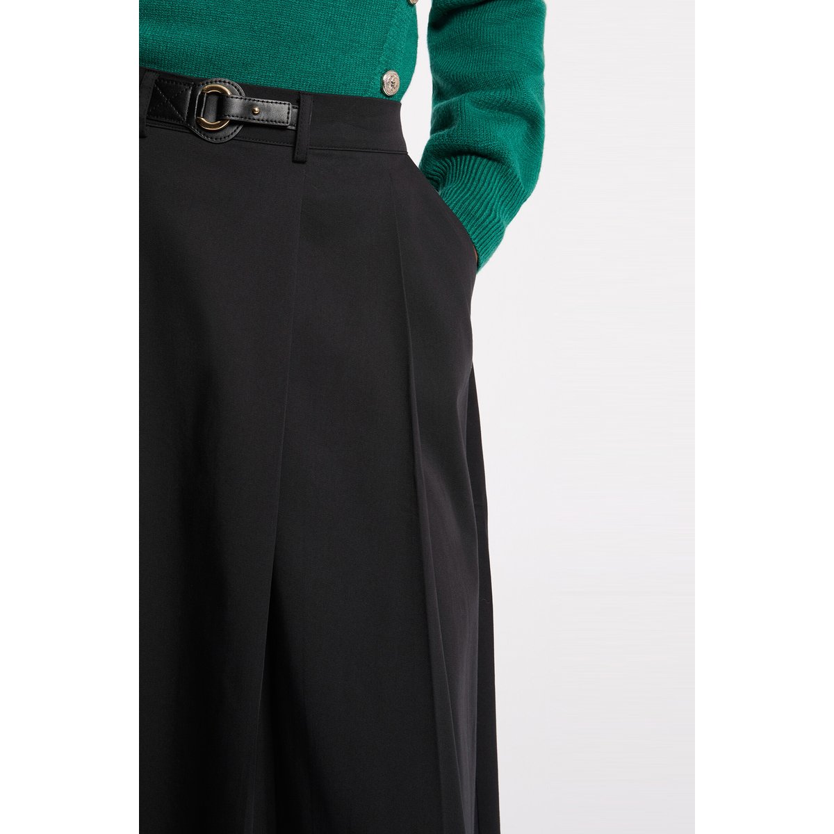 Jupe évasée taille haute noir, MORGAN
