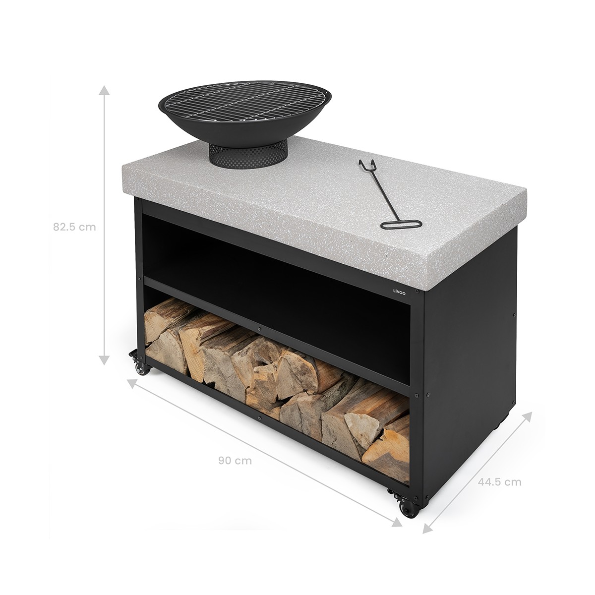Brasero barbecue sur desserte couleur unique, LIVOO