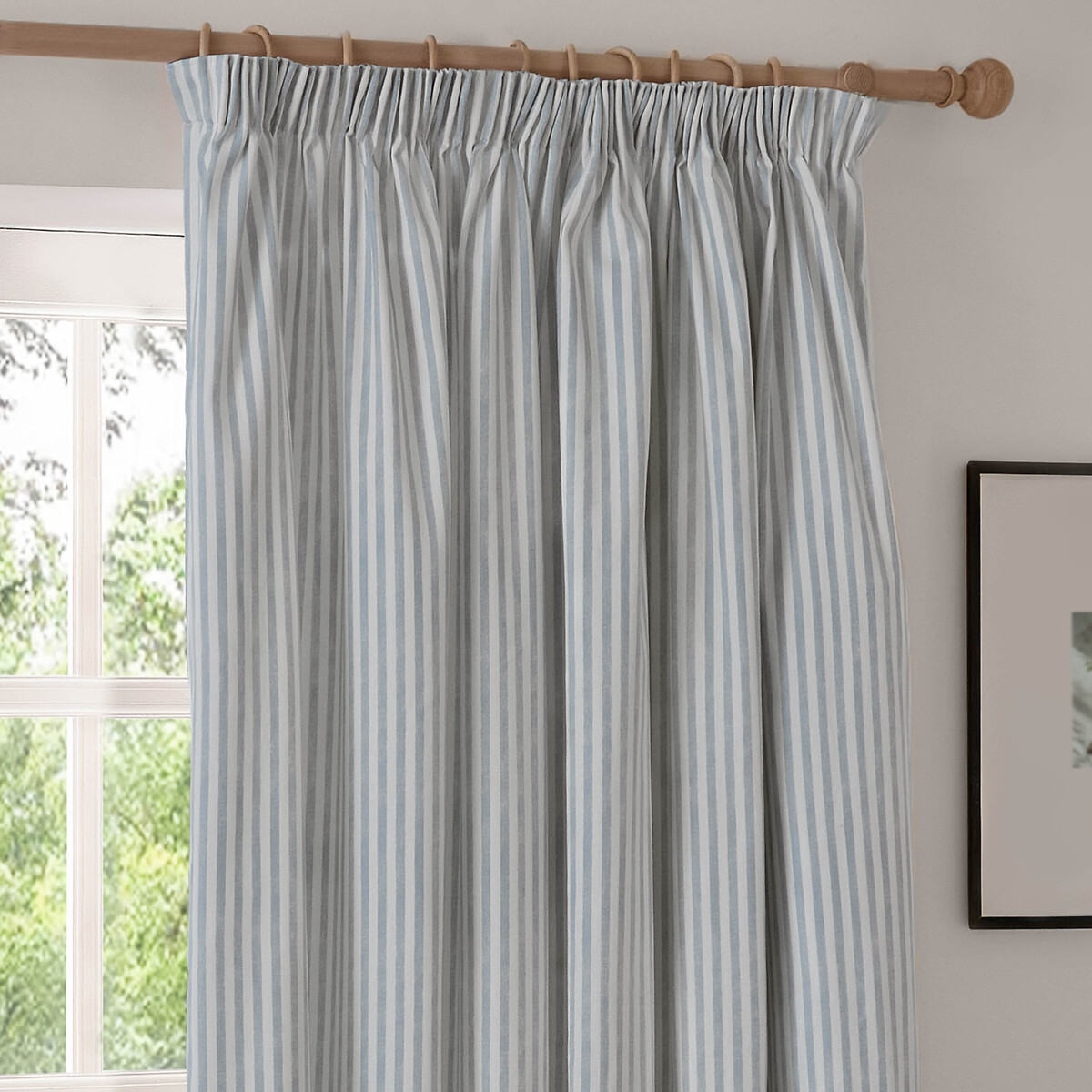 Hebden 100% Cotton Blackout Pencil Pleat Curtain Pair mineral blue, YARD