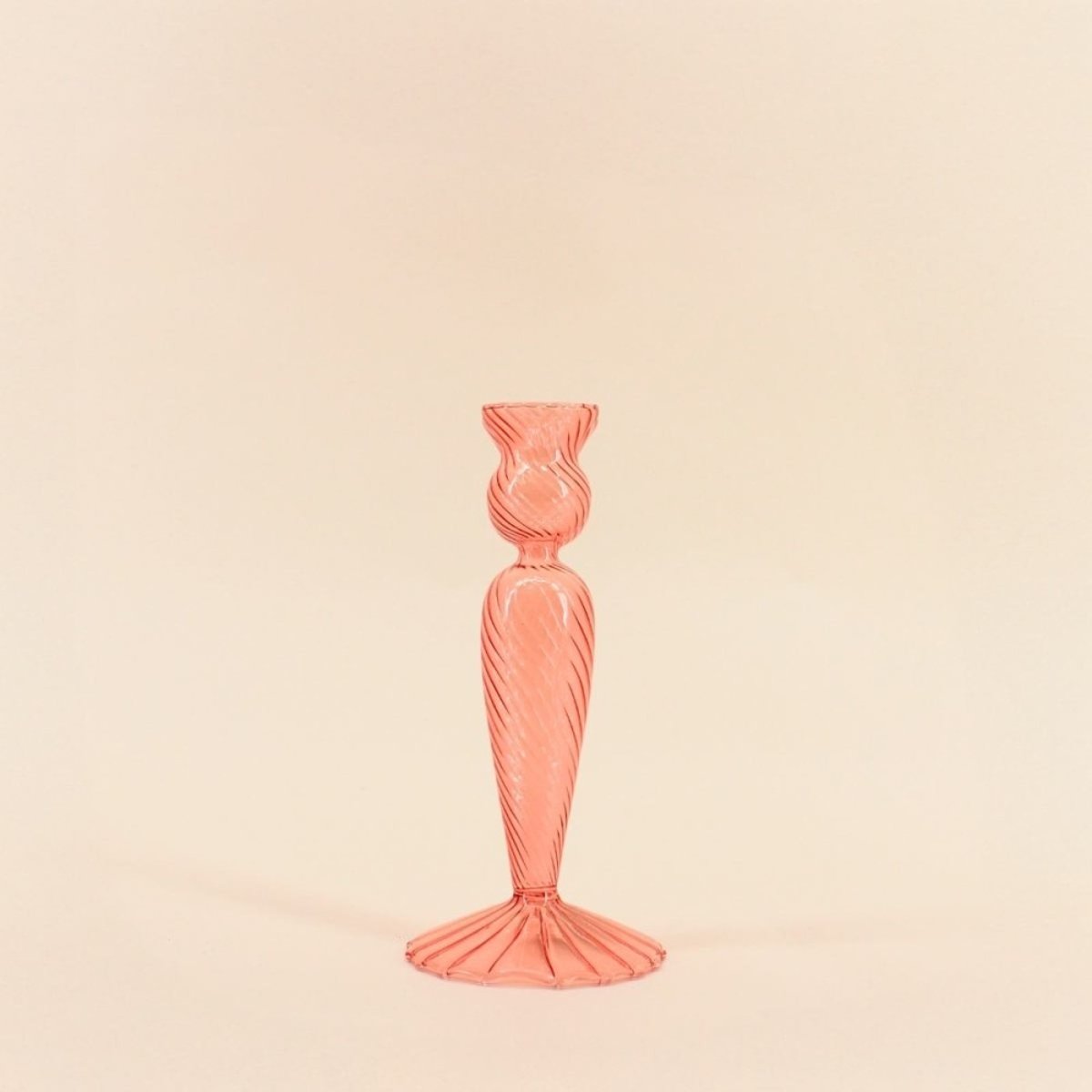 Bougeoir en verre 18cm rose, DECOSTAR