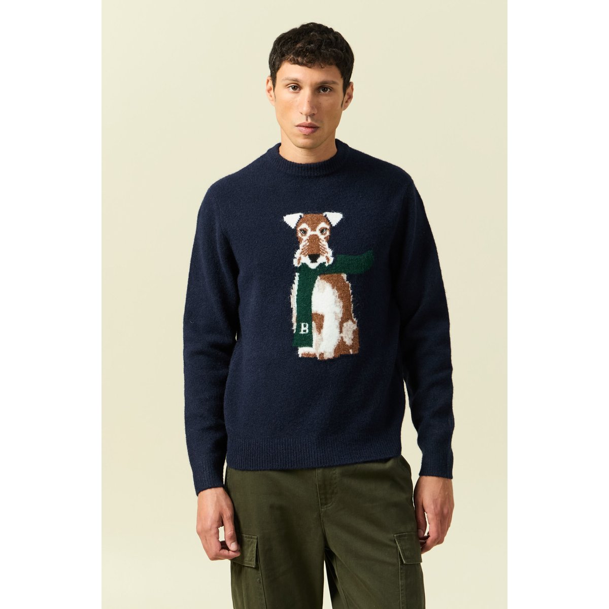 Pull col rond manches longues bleu marine, BONOBO