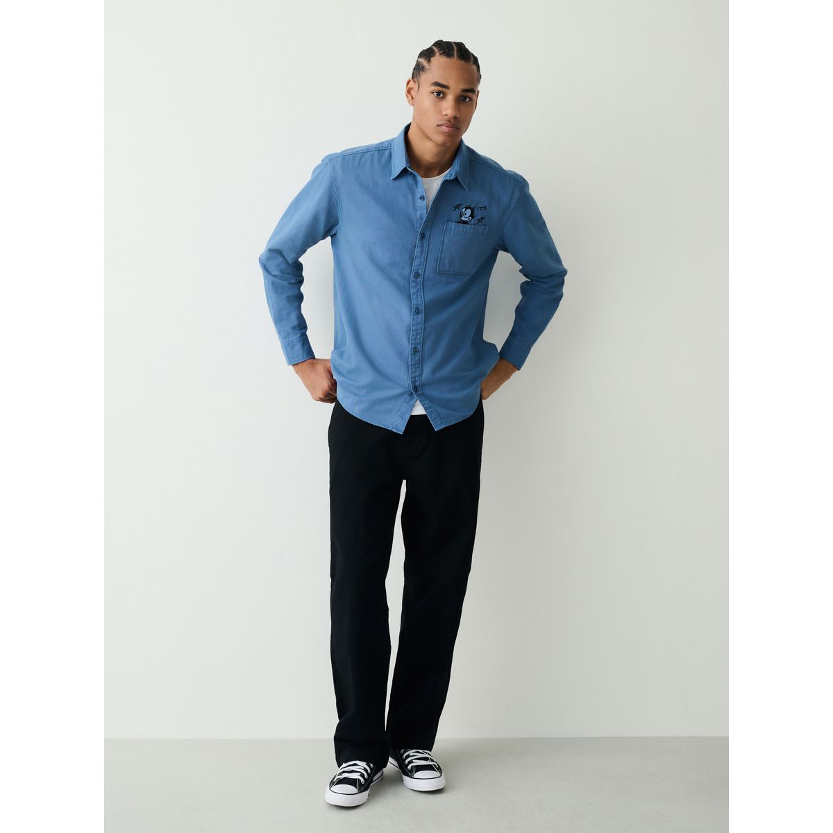 Chemise oxford épaisse à manches longues félix bleu, NEXT