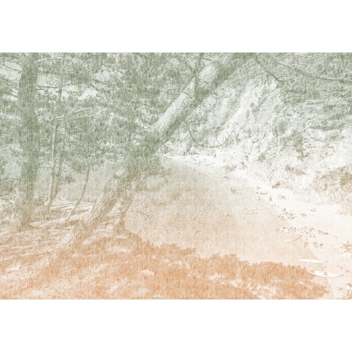 Papier peint panoramique Cassis - intissé mat 150g, panneau 384 x 270 cm vert, LE PAPIERS DE NINON