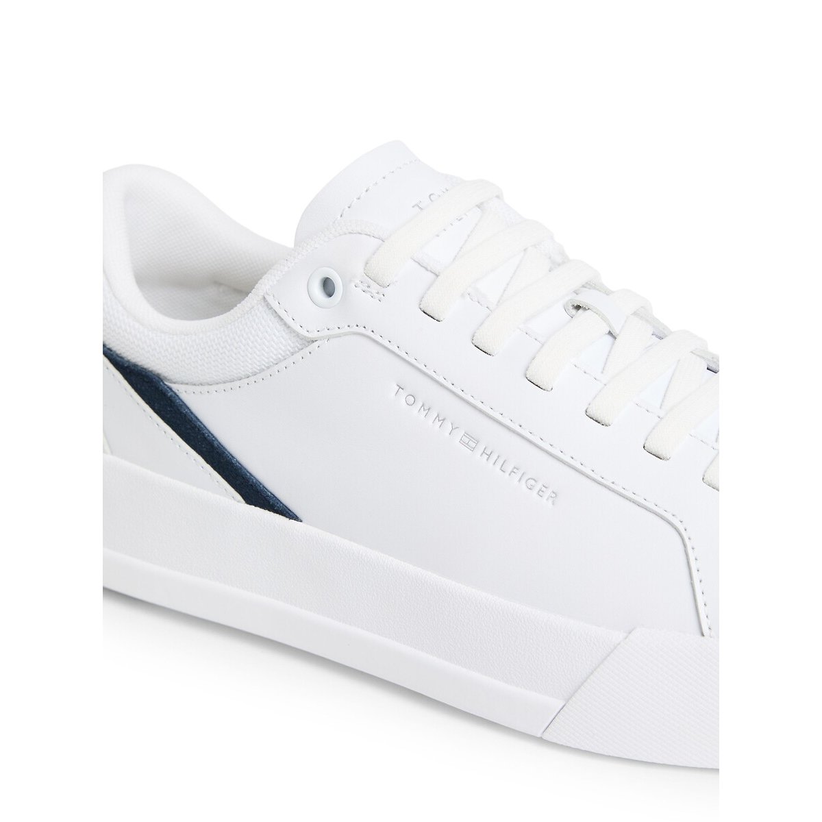 Baskets en cuir, Court blanc, TOMMY HILFIGER
