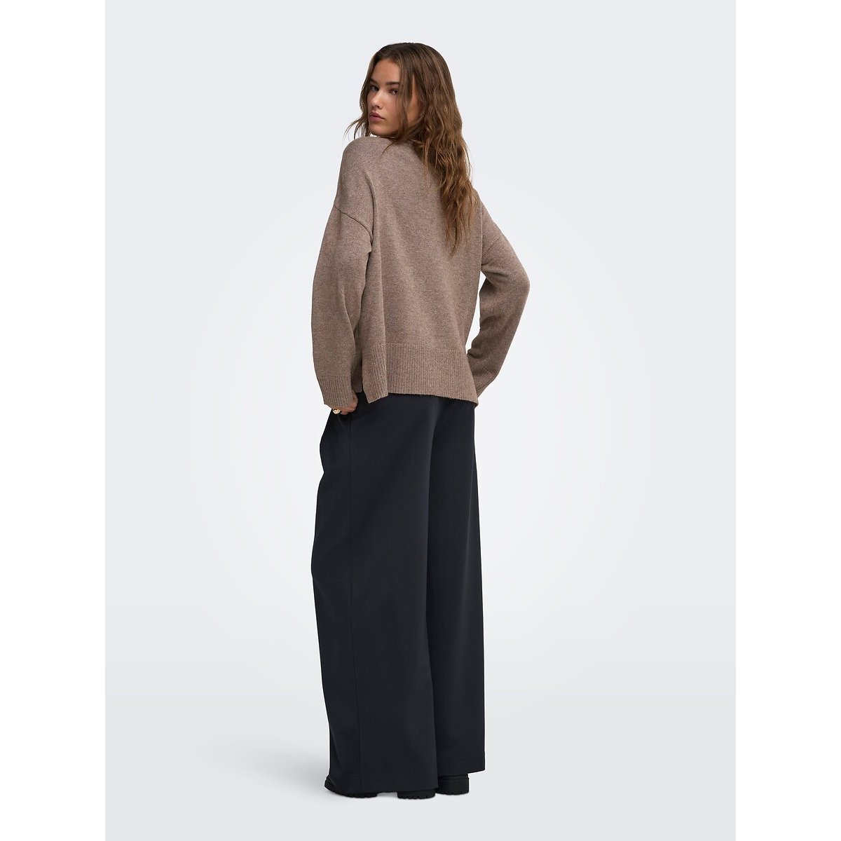 Pull col montant beige, ONLY
