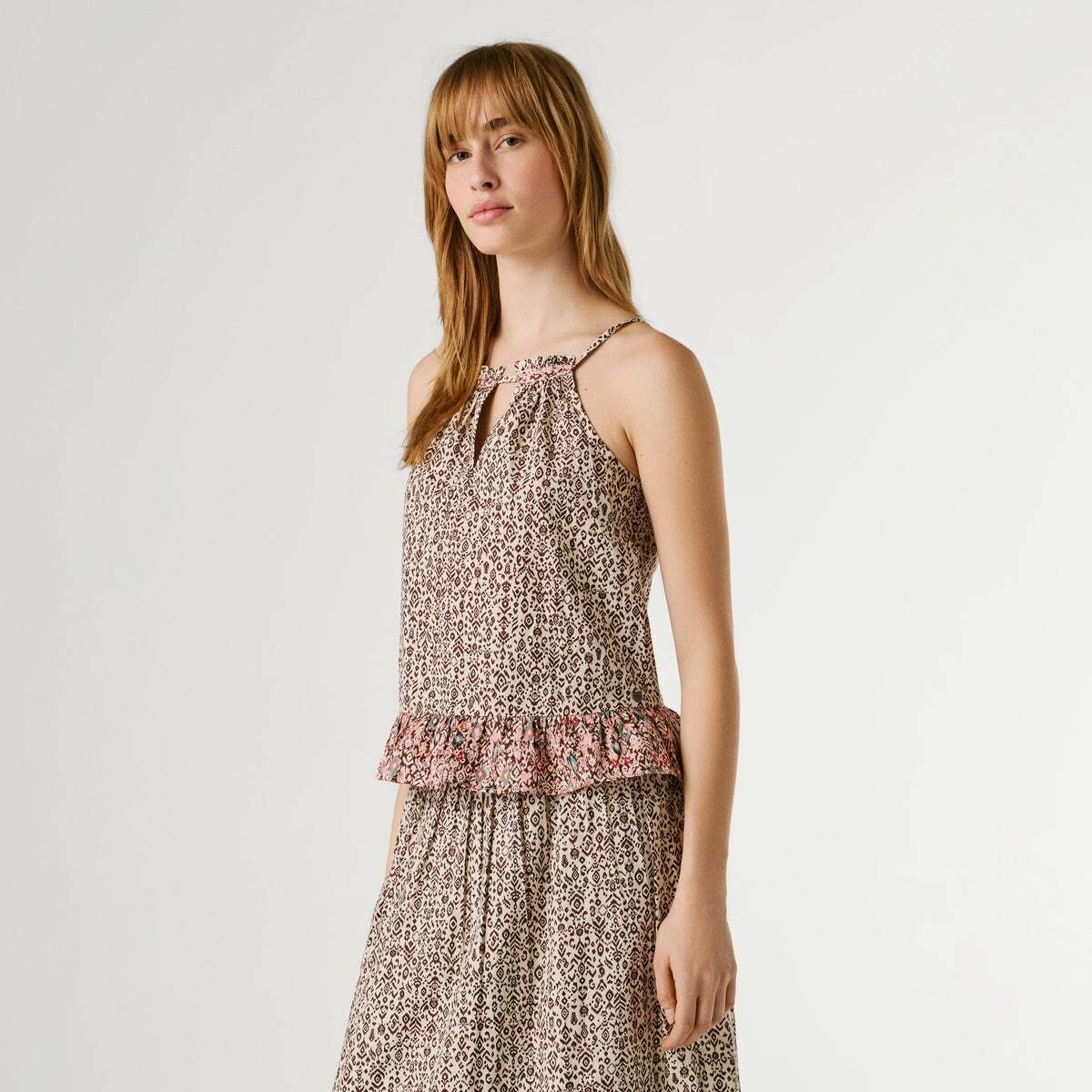 Blouse À Col Halter En Popeline brun terre, PEPE JEANS