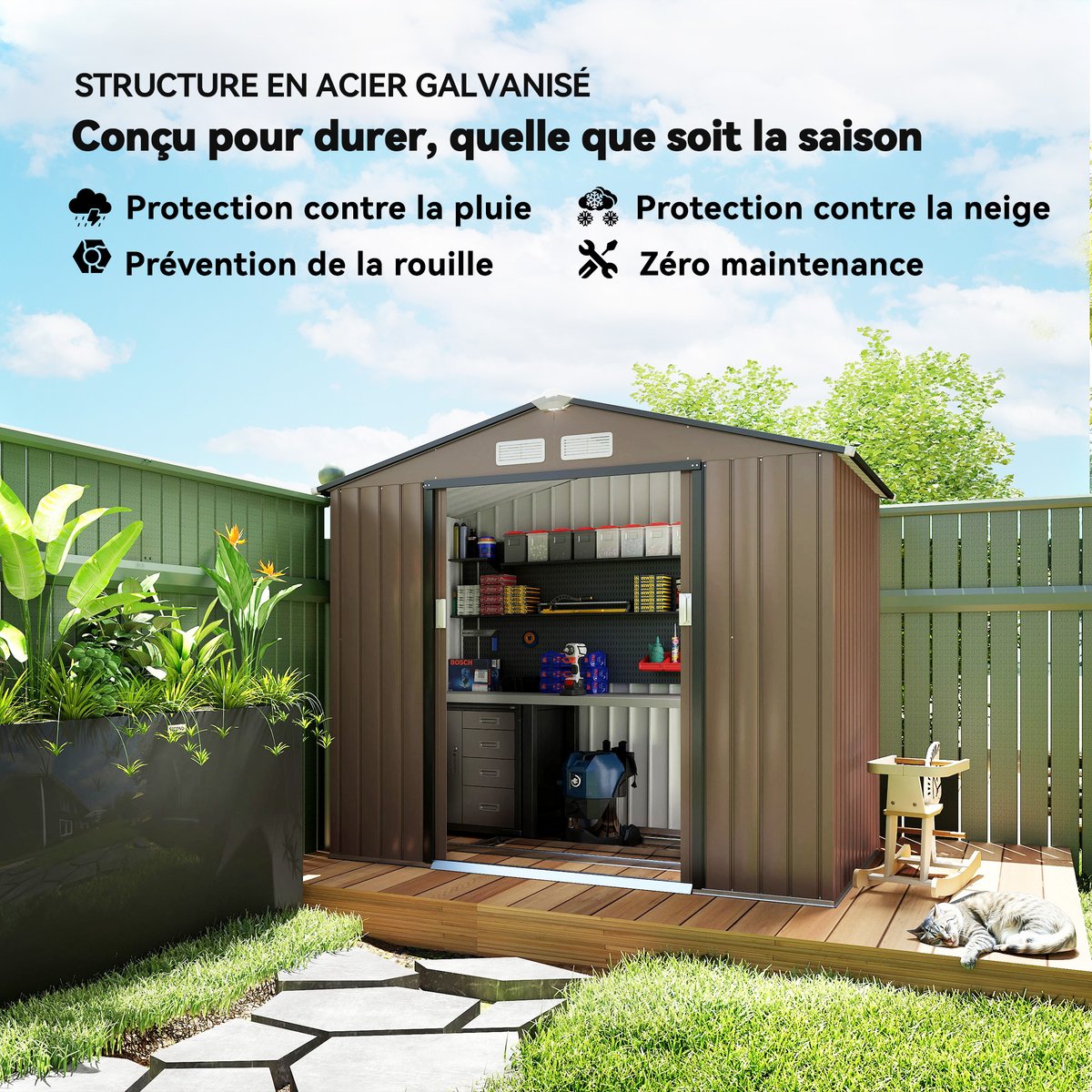 Abri de jardin Acier Marron marron, OUTSUNNY