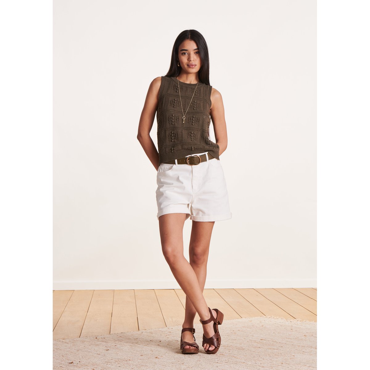 Pull sans manches en maille crochet baobab, LA FEE MARABOUTEE