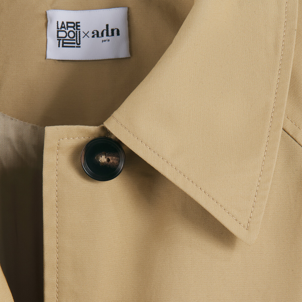 Long Trench Coat with Button Fastening beige, La Redoute Collections x ADN Paris