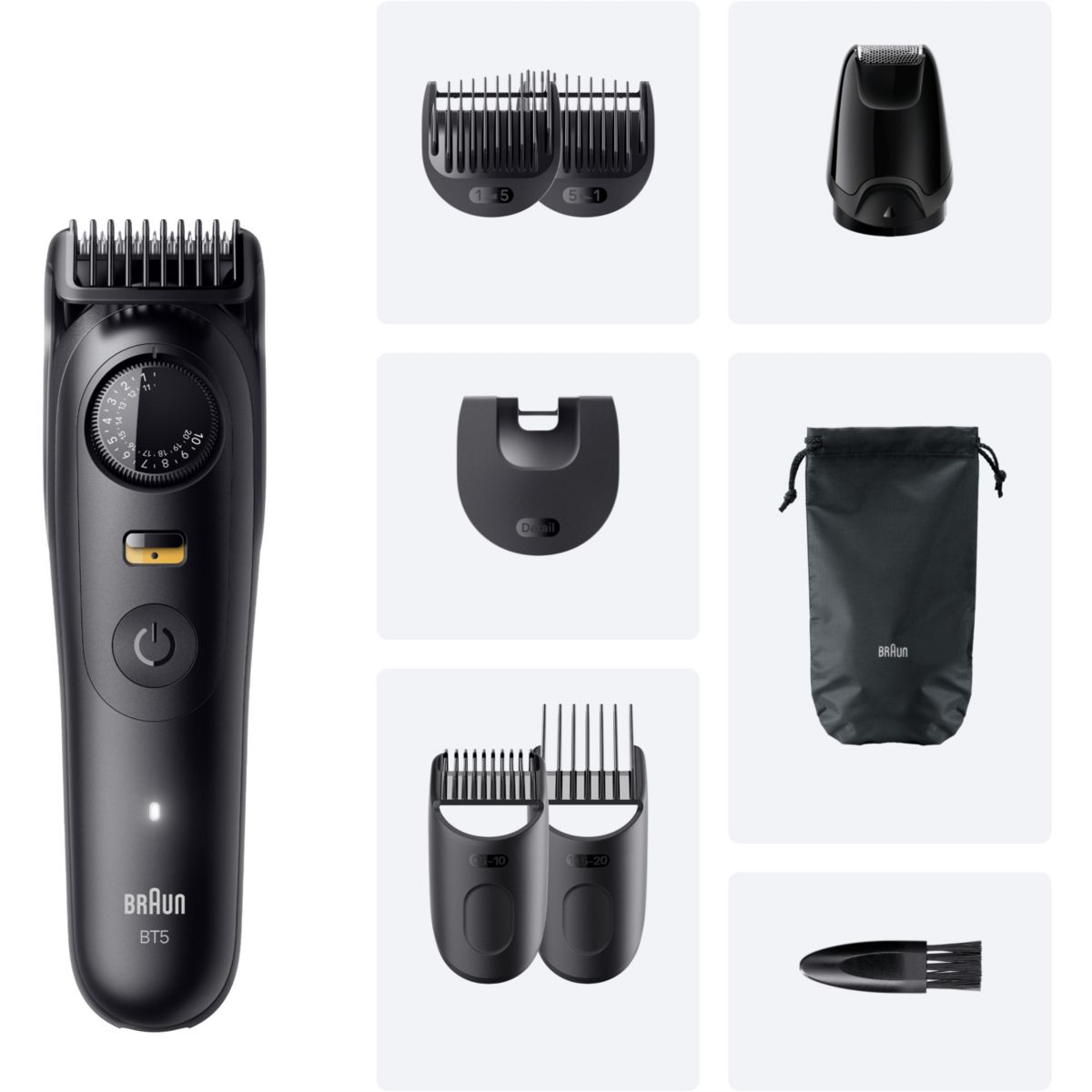 Tondeuse multi usages BT5560, molette réglable, 40 hauteurs de coupe, précision 0,5 mm, autonomie 120 mn noir, BRAUN