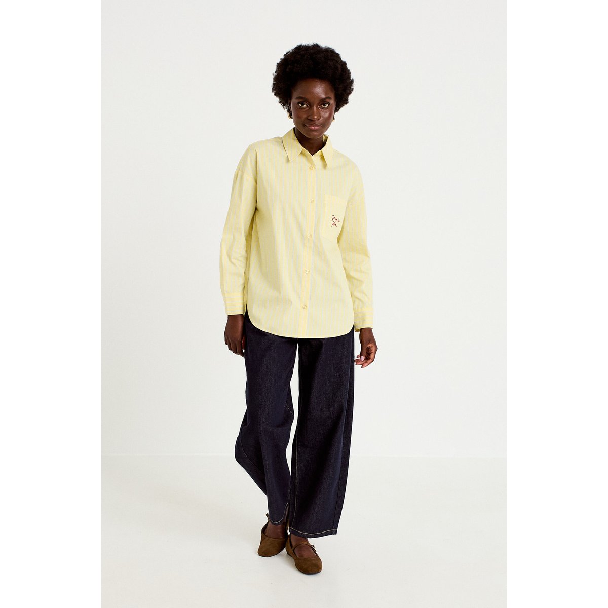 Chemise oversize manches longues jaune, CACHE CACHE