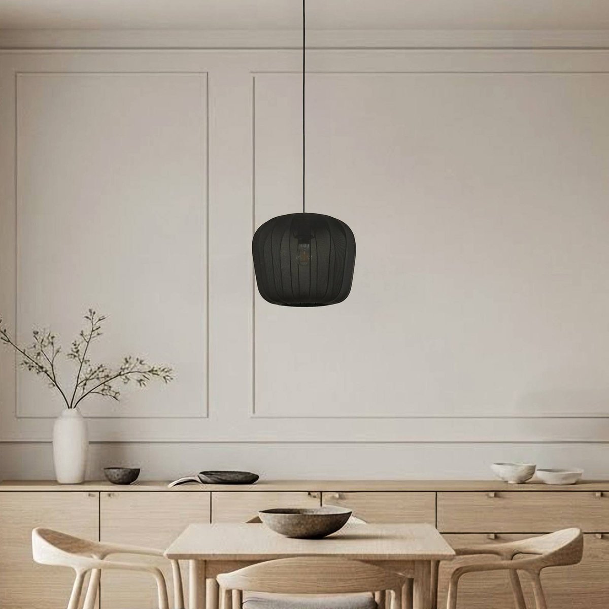 Suspension en textile moderne, Helin noir, LINDBY