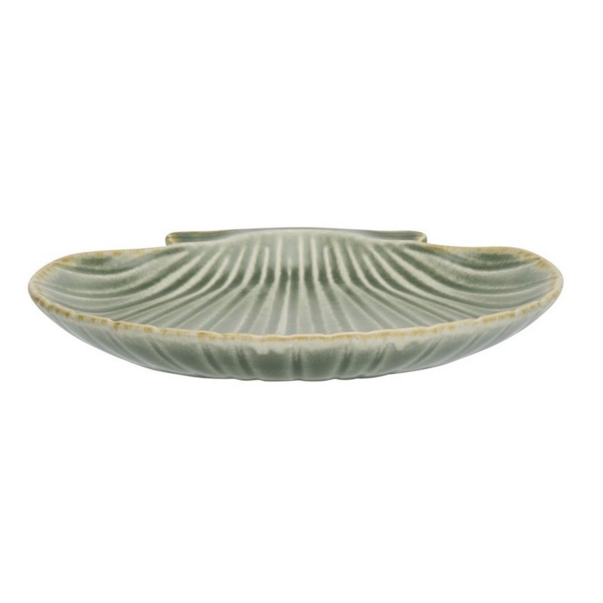 Assiette coquille St Jacques grès vert, MADAM STOLTZ