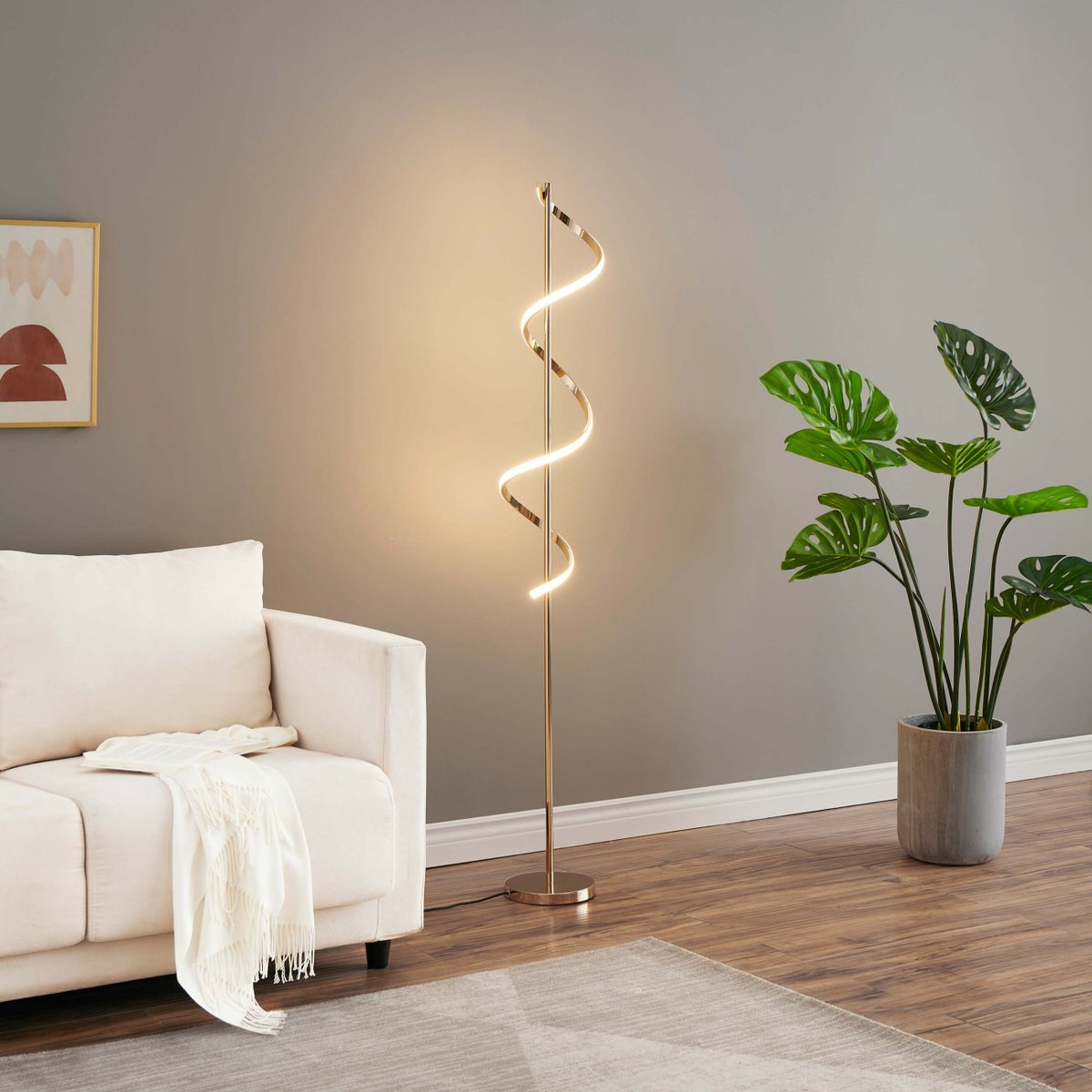 Lampadaire au design saisissant - SIMARIA doré rose, KOSILUM