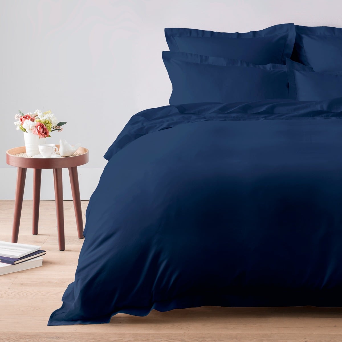 Drap housse satin de coton égyptien 120 fils - 300 tc LONDON - bleu bleu, COTTON & CO