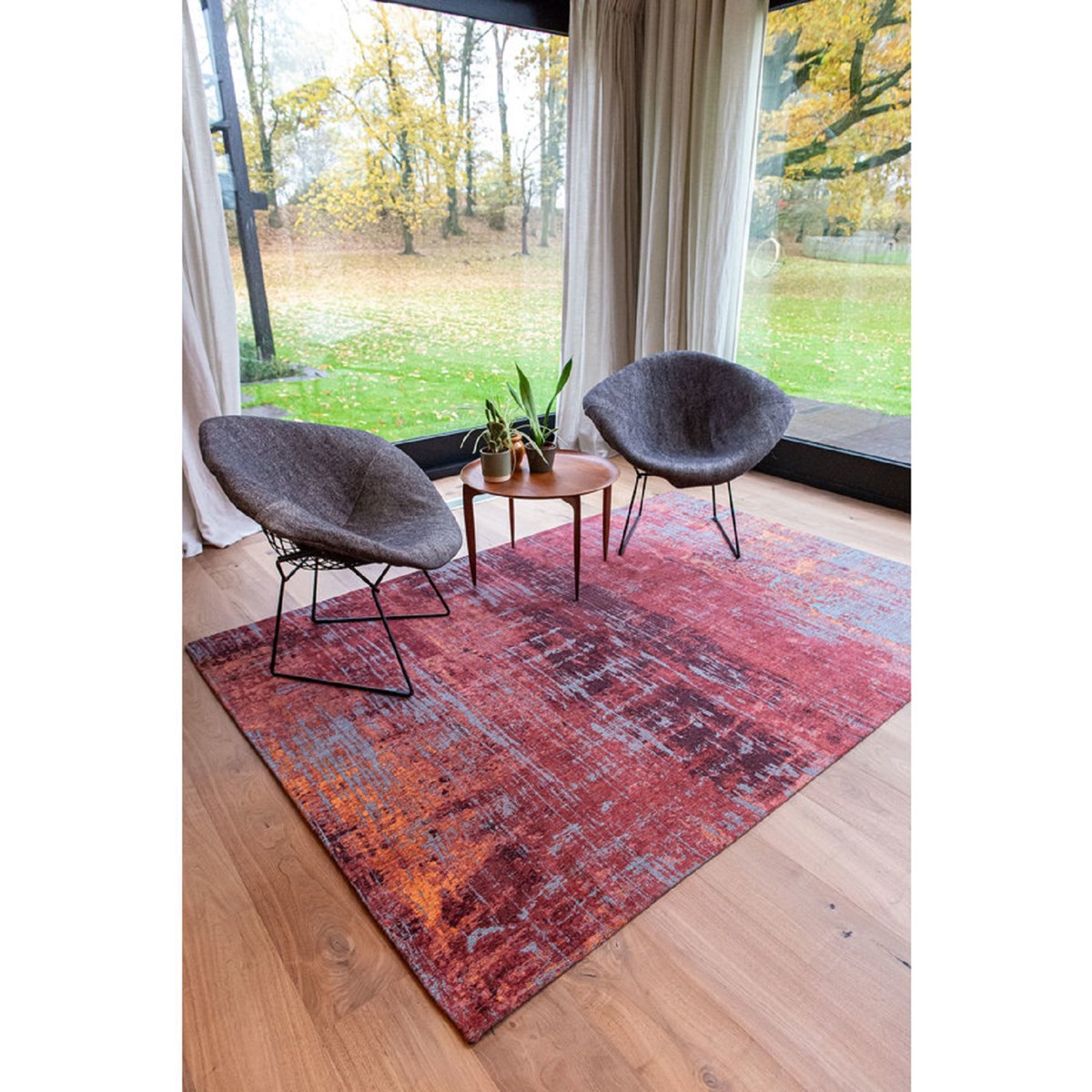Tapis rouge salon et chambre tissé plat COOPER rouge, NOVATREND
