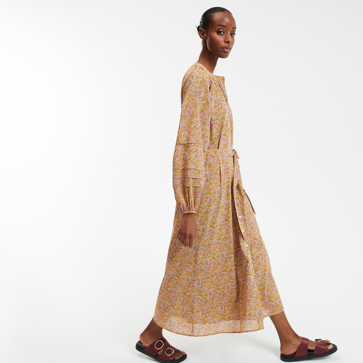Floral Full Maxi Dress with Balloon Sleeves multi-coloured, LA REDOUTE COLLECTIONS