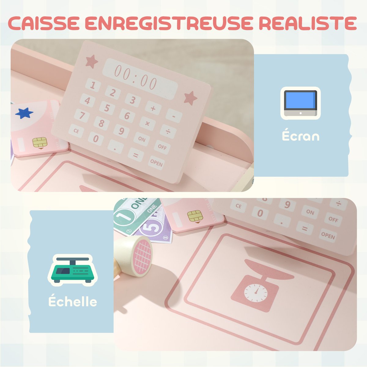 Boutique des enfants MDF Rose rose, beige, multicolore, AIYAPLAY
