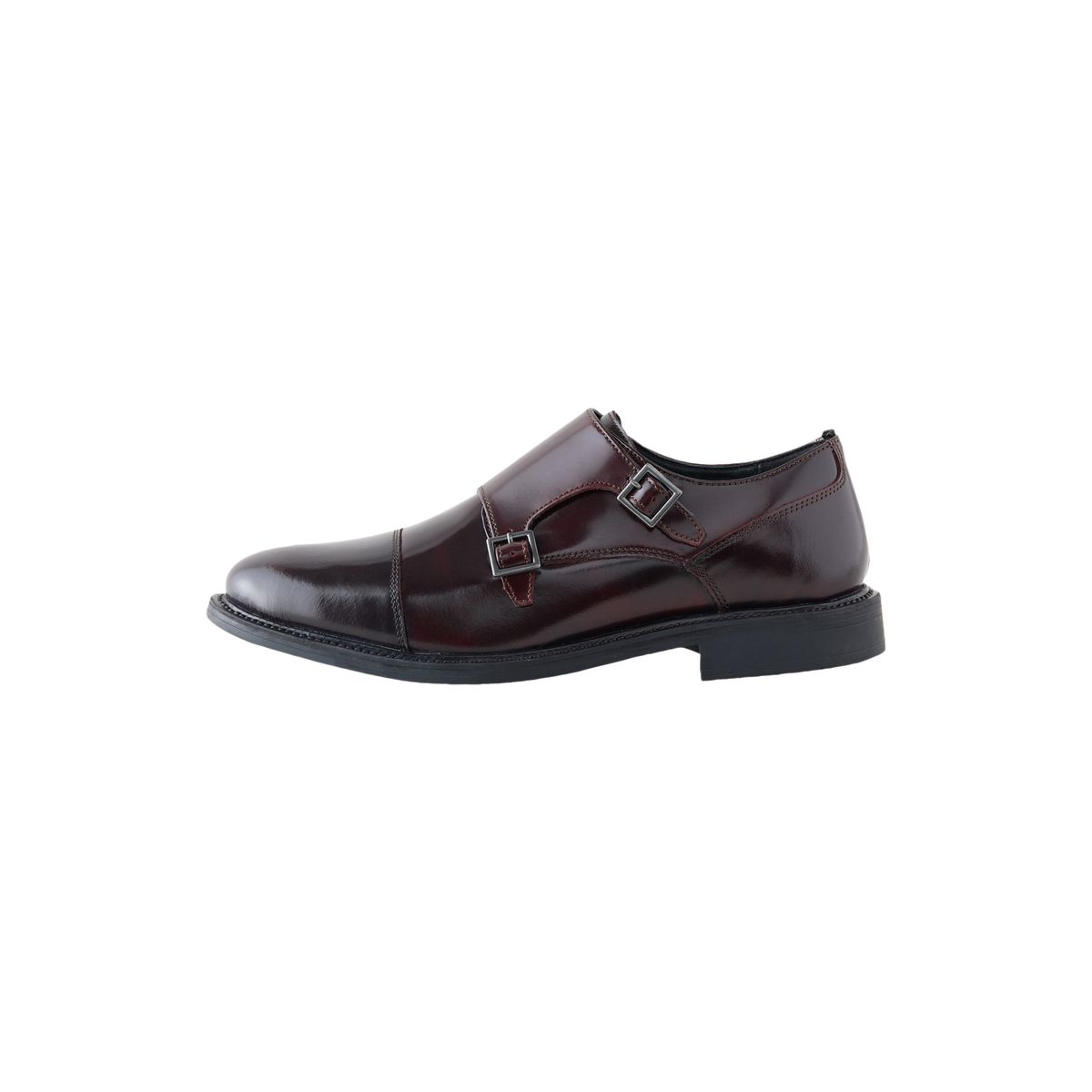 Chaussures richelieu à double boucle rouge bordeaux, NEXT