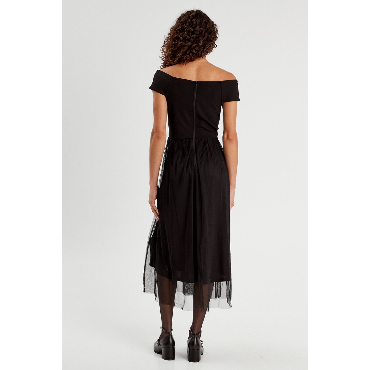 Robe midi bustier évasée noir, CACHE CACHE