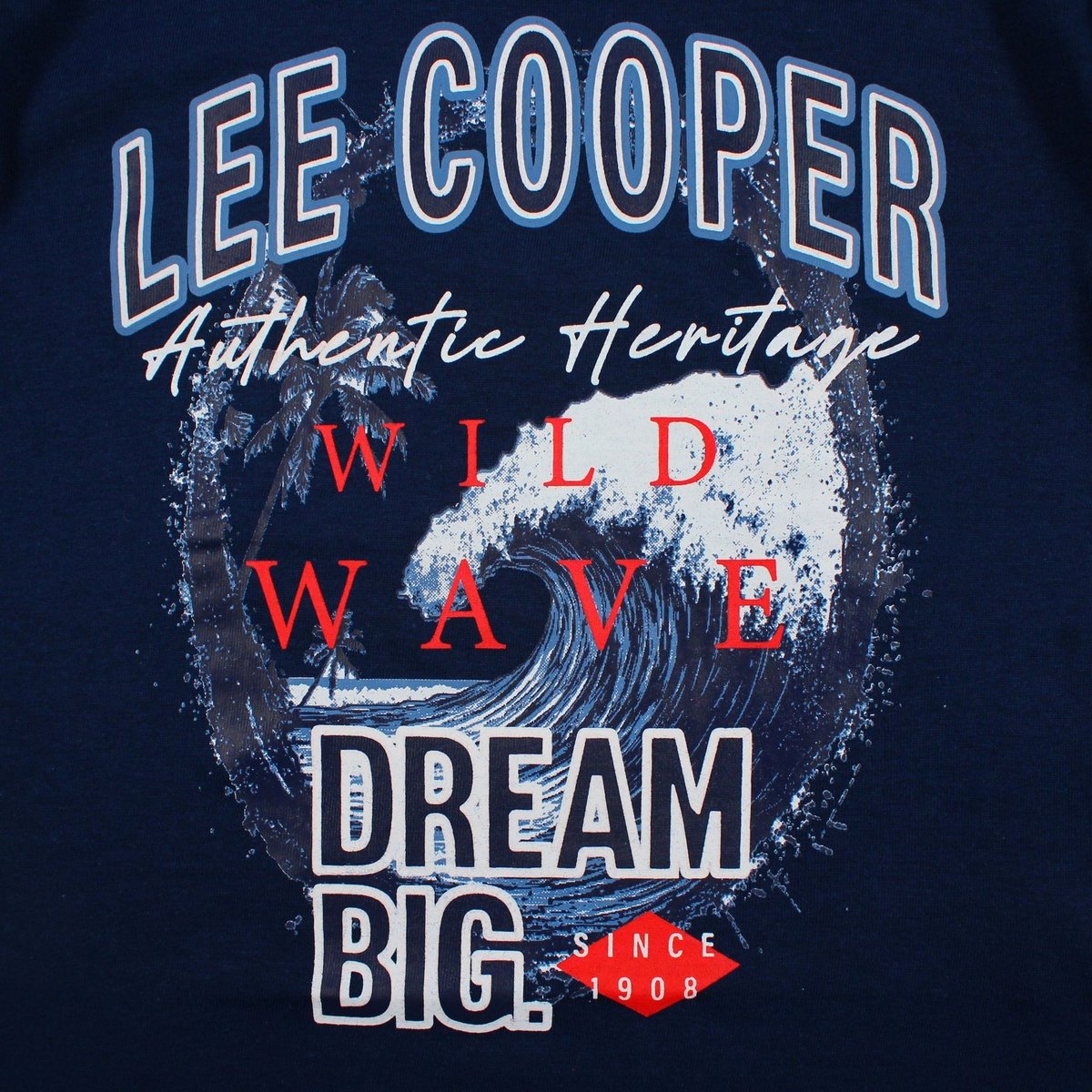 T-shirt manches courtes imprimé, col rond SURF CLUB bleu marine, LEE COOPER