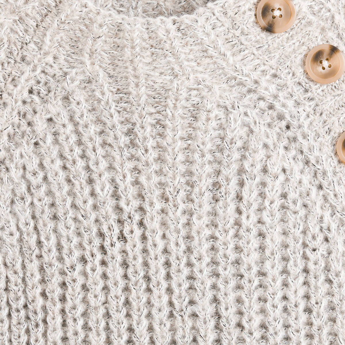 Chunky Knit Shift Dress with High Neck grey marl, LA REDOUTE COLLECTIONS
