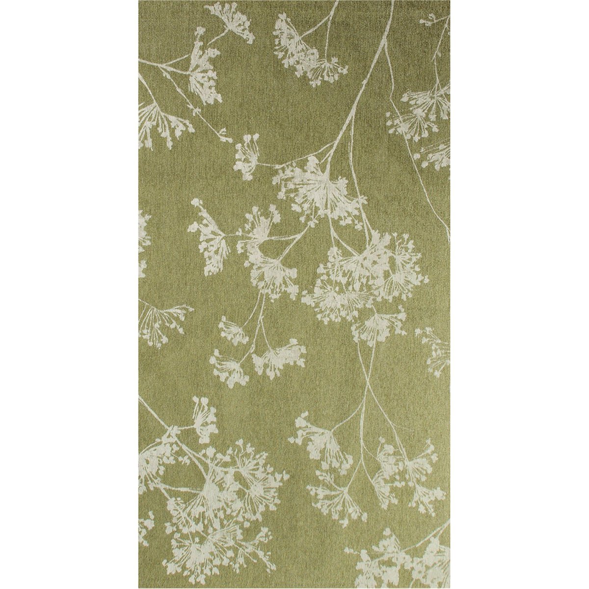 Tapis intérieur extérieur, PARSLEY vert olive motif floral blanc cassé, RECOLLECTION
