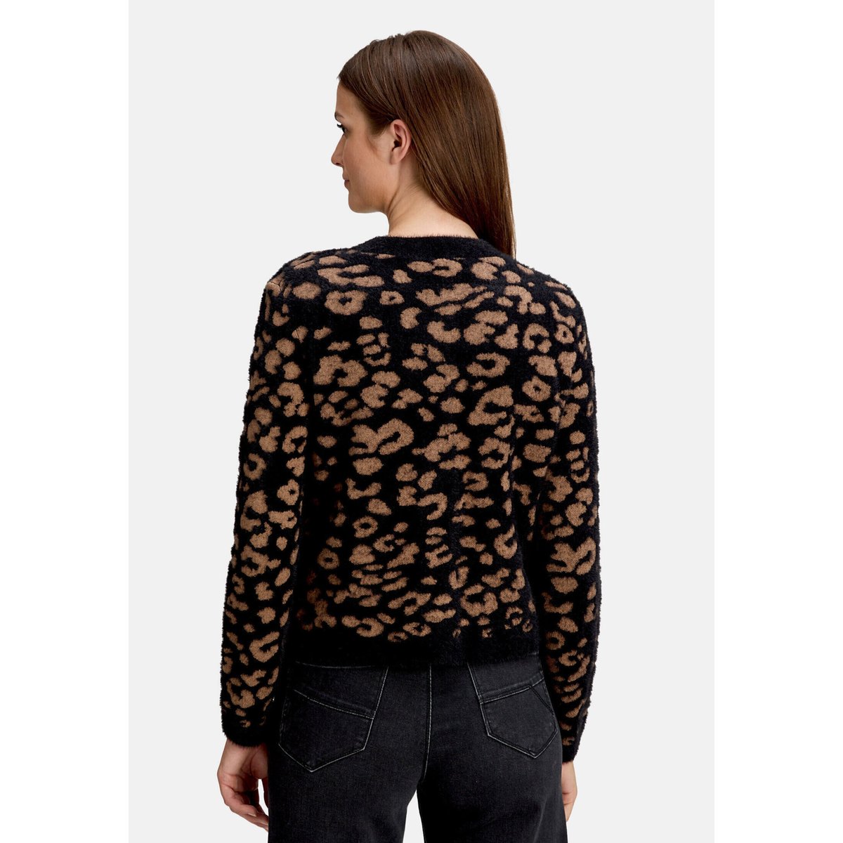 Cardigan en maille à motif jacquard black/camel, BETTY & CO