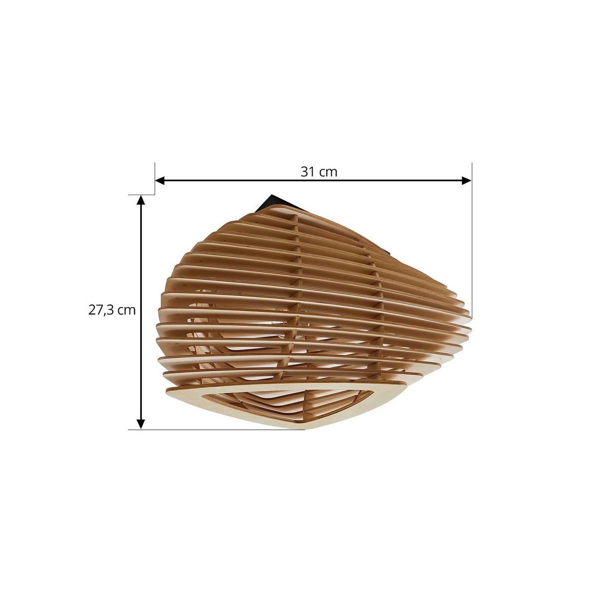 Plafonnier en bois design, Sanza bois clair, noir, LINDBY