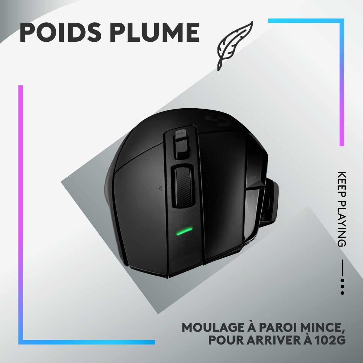 Souris Gamer Sans Fil G502 X Lightspeed Noir couleur unique, LOGITECH