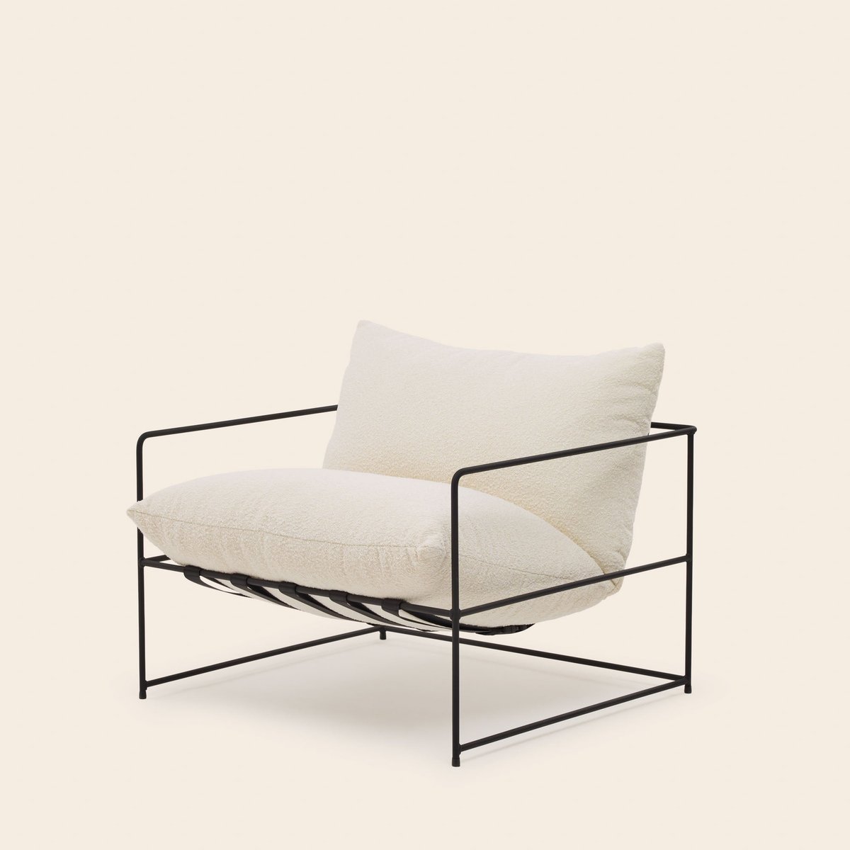 Fauteuil en Structure métal et tissé Glory ALCENO sym écru bouclé, MADURA