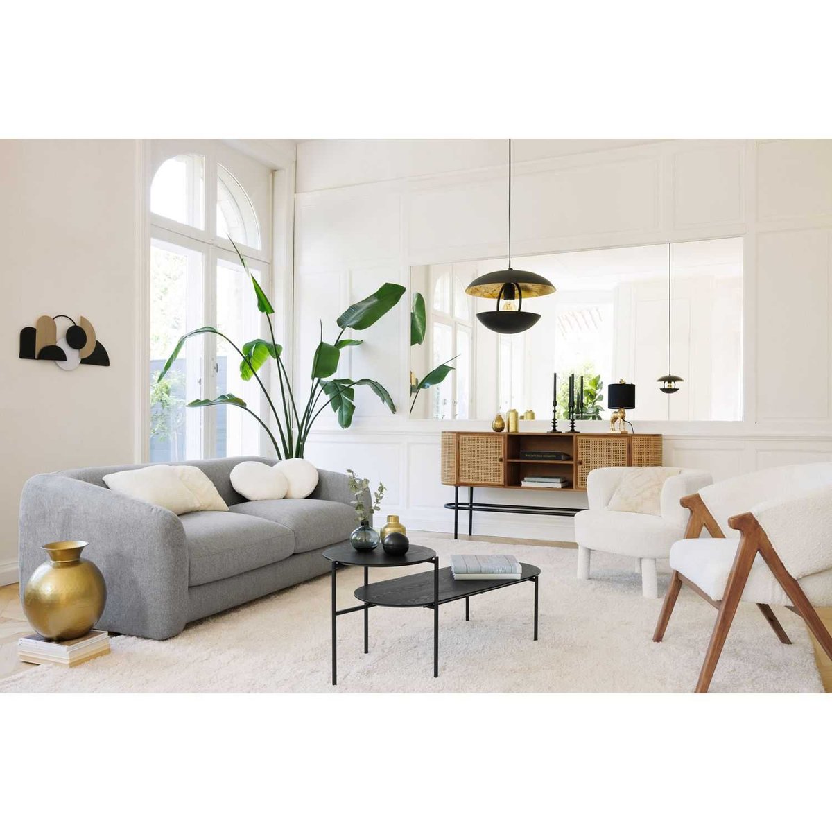 Fauteuil de salon en bouclette AMZA blanc, ATMOSPHERA