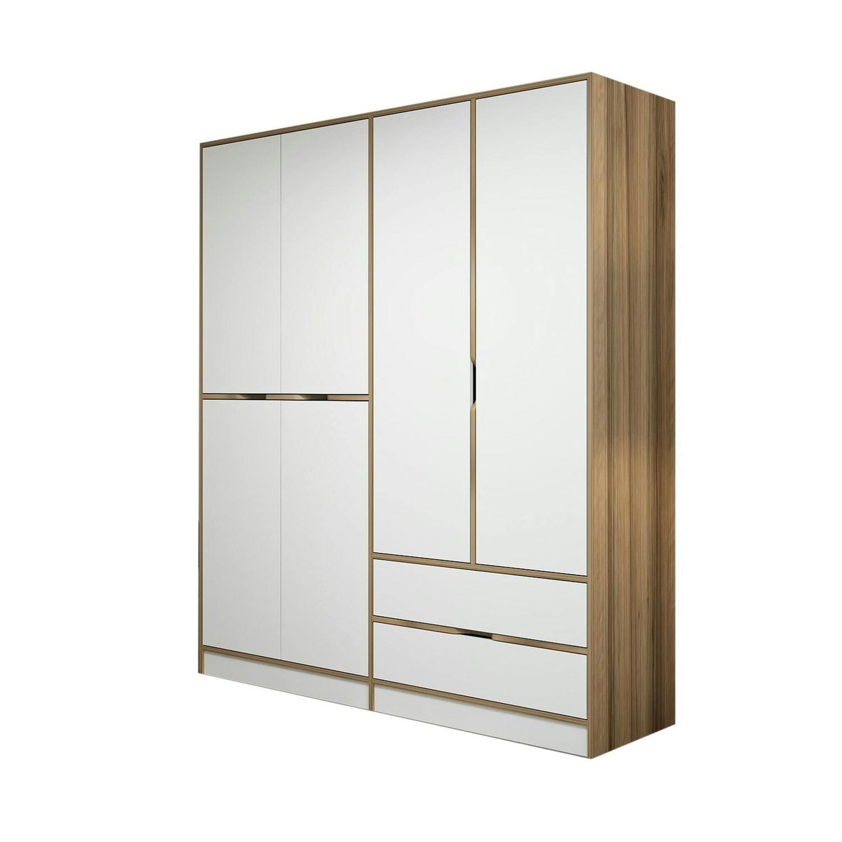Armoire penderie 6 portes, 2 tiroirs BYRON blanc, PIER IMPORT