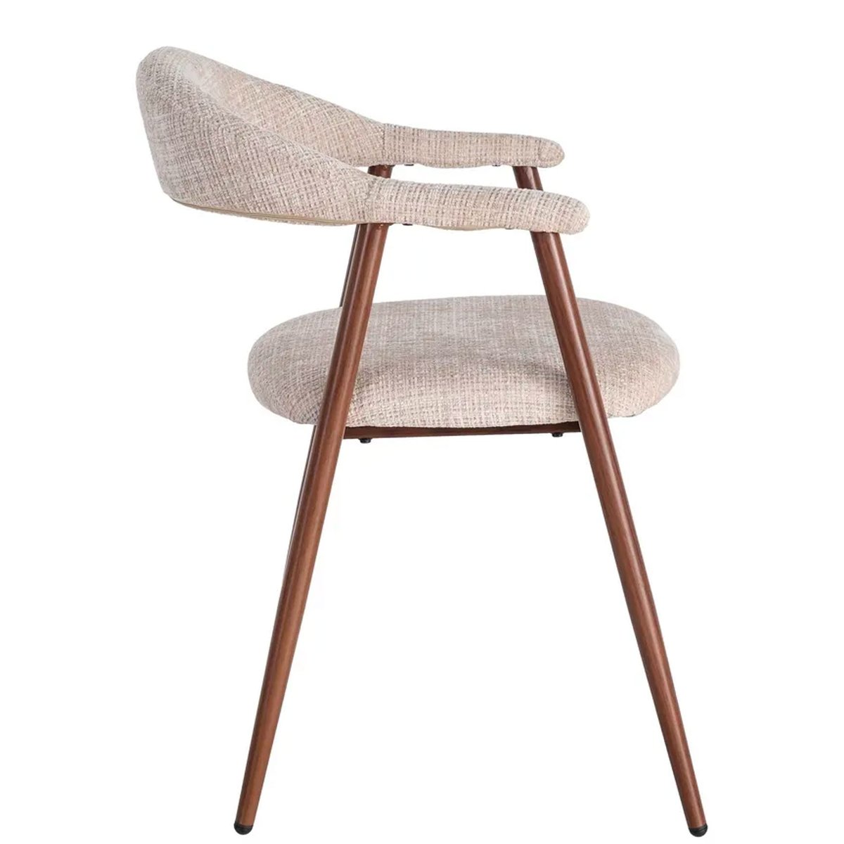 Chaise design métal effet bois et tissu tweed beige 56x57x78cm beige, WADIGA