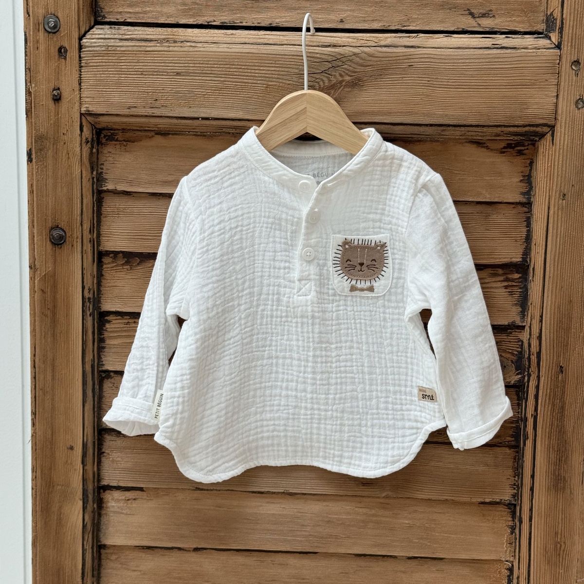 Chemise enfant en gaze de coton Auguste ecru, PETIT BEGUIN
