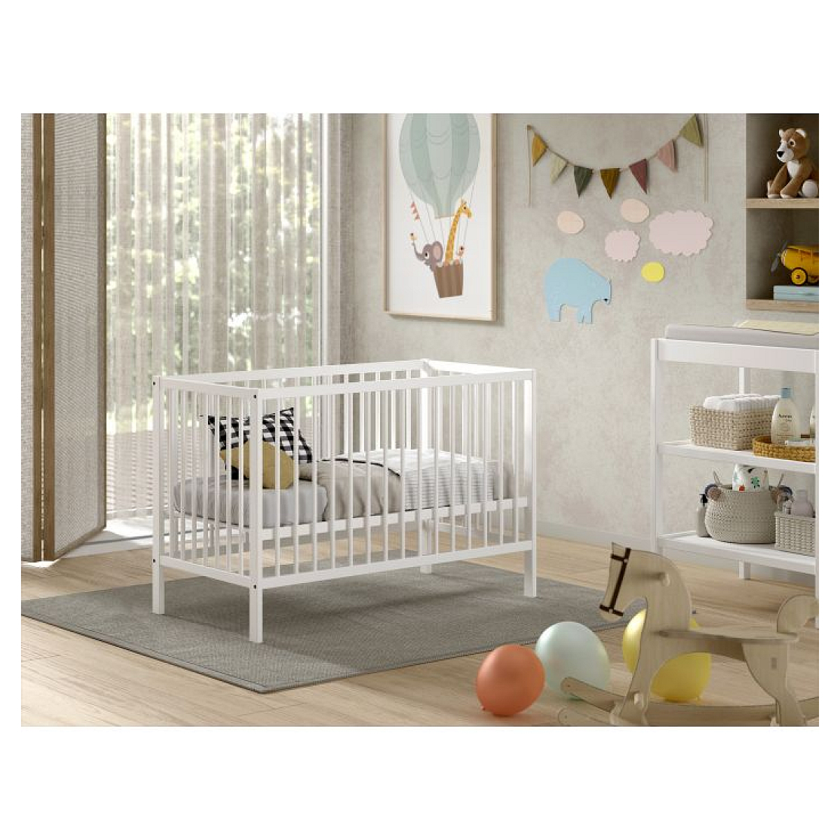 Lit Bébé Dino 60x120 Cm Blanc couleur unique, VIPACK