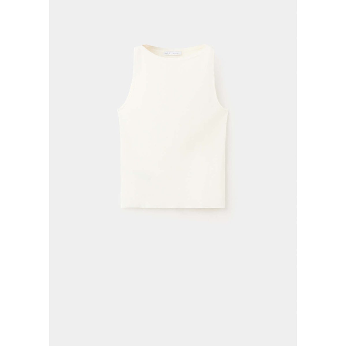Top en maille fine avec col bateau écru, MANGO