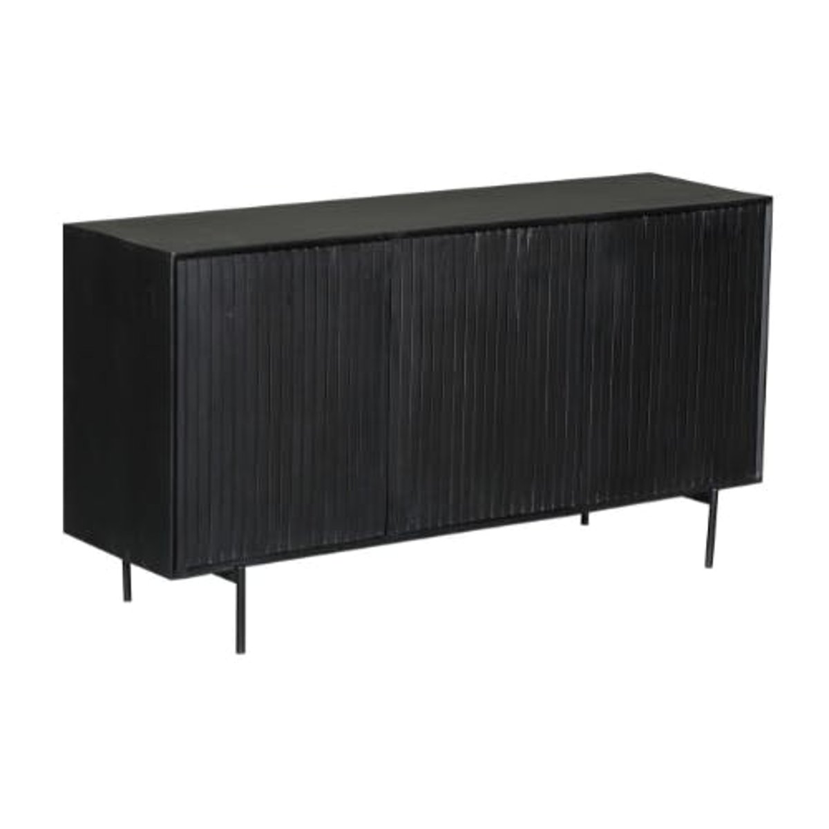 Buffet 3 portes rainurées en bois CORTINA noir, PIER IMPORT