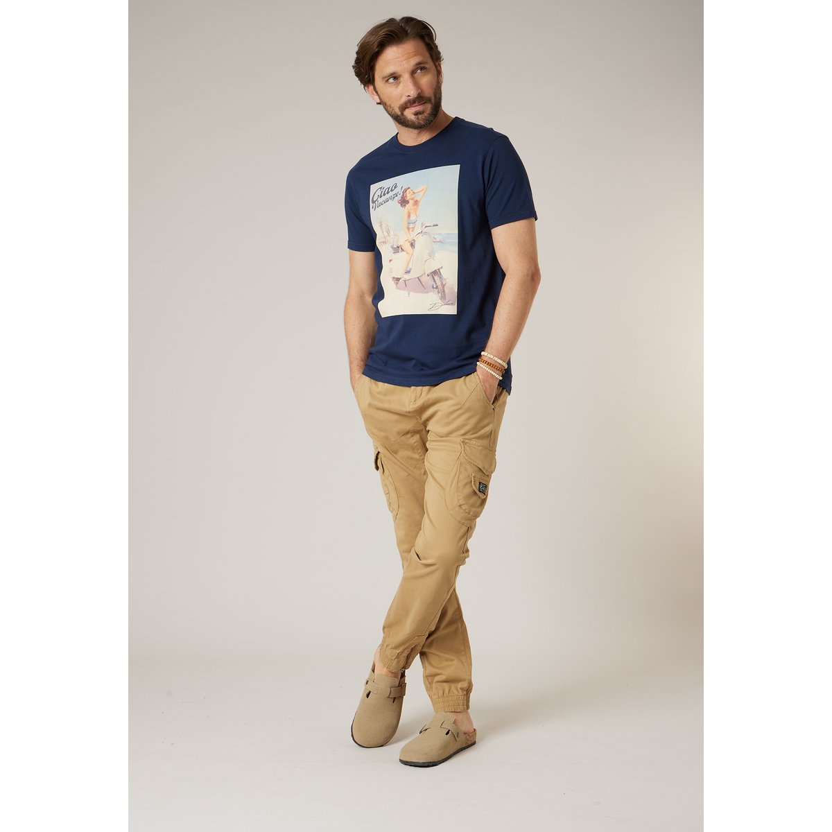 T-shirt homme en coton LORENZO navy, DEELUXE