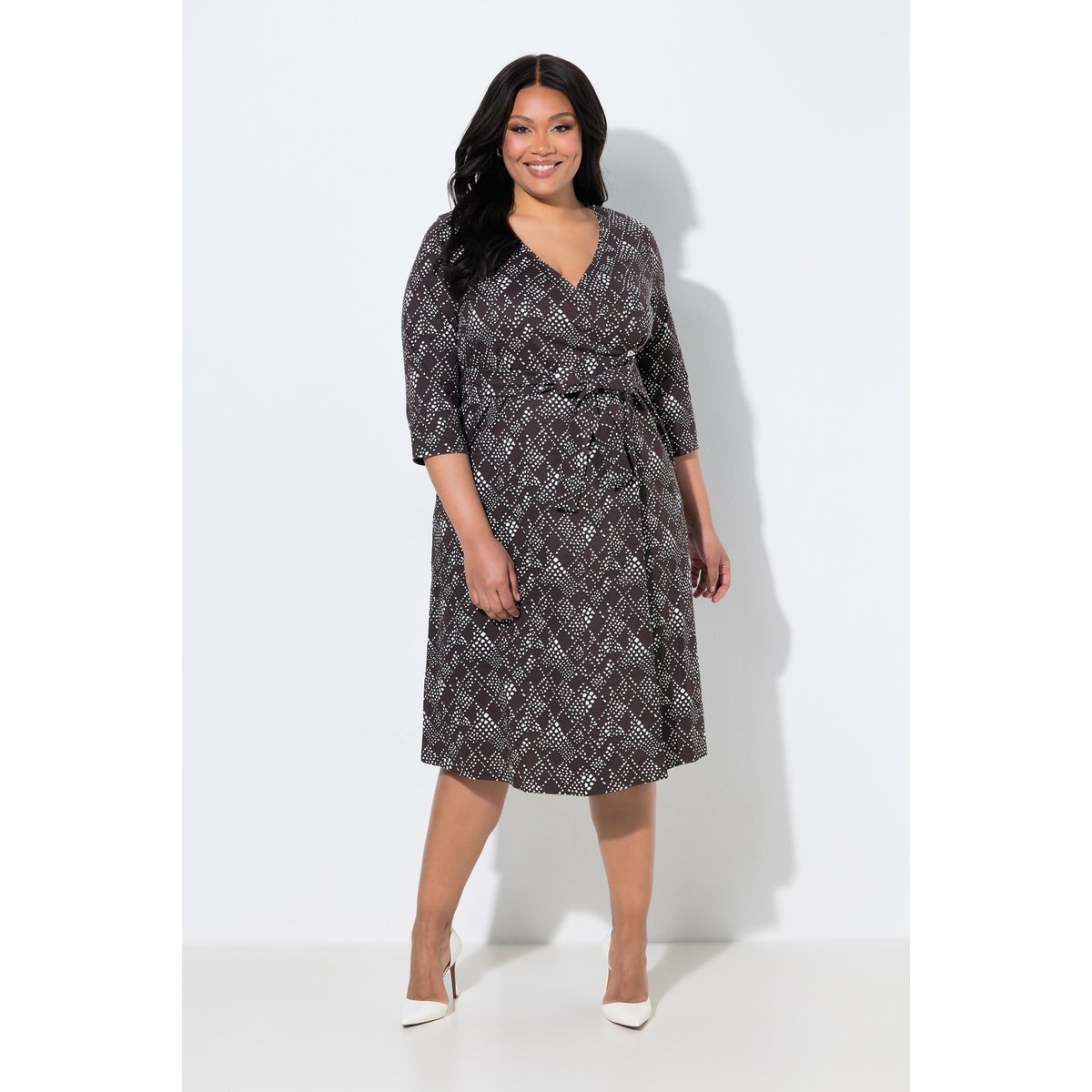 Robe portefeuille en jersey acajou, ULLA POPKEN