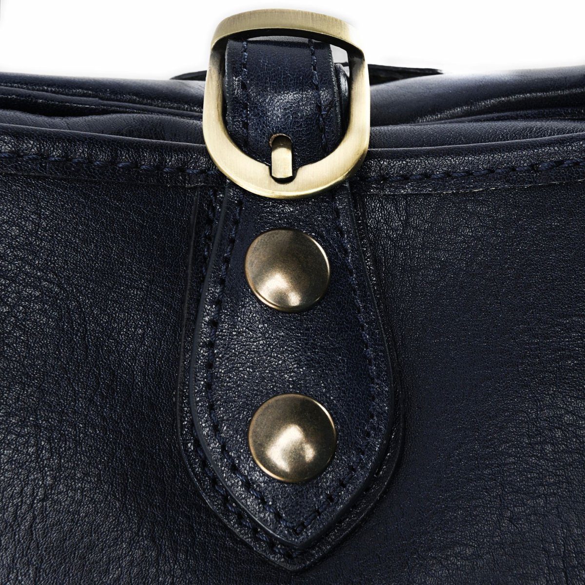 Sac bandoulière en cuir italien lisse VERLAINE bleu foncé, OH MY BAG