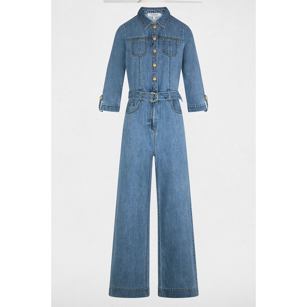Combi-pantalon en jean bleu stone, MORGAN