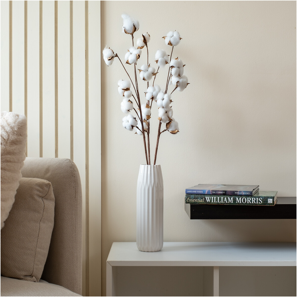 3 Pack 82cm Artificial Cotton Ball Branches white, SO'HOME