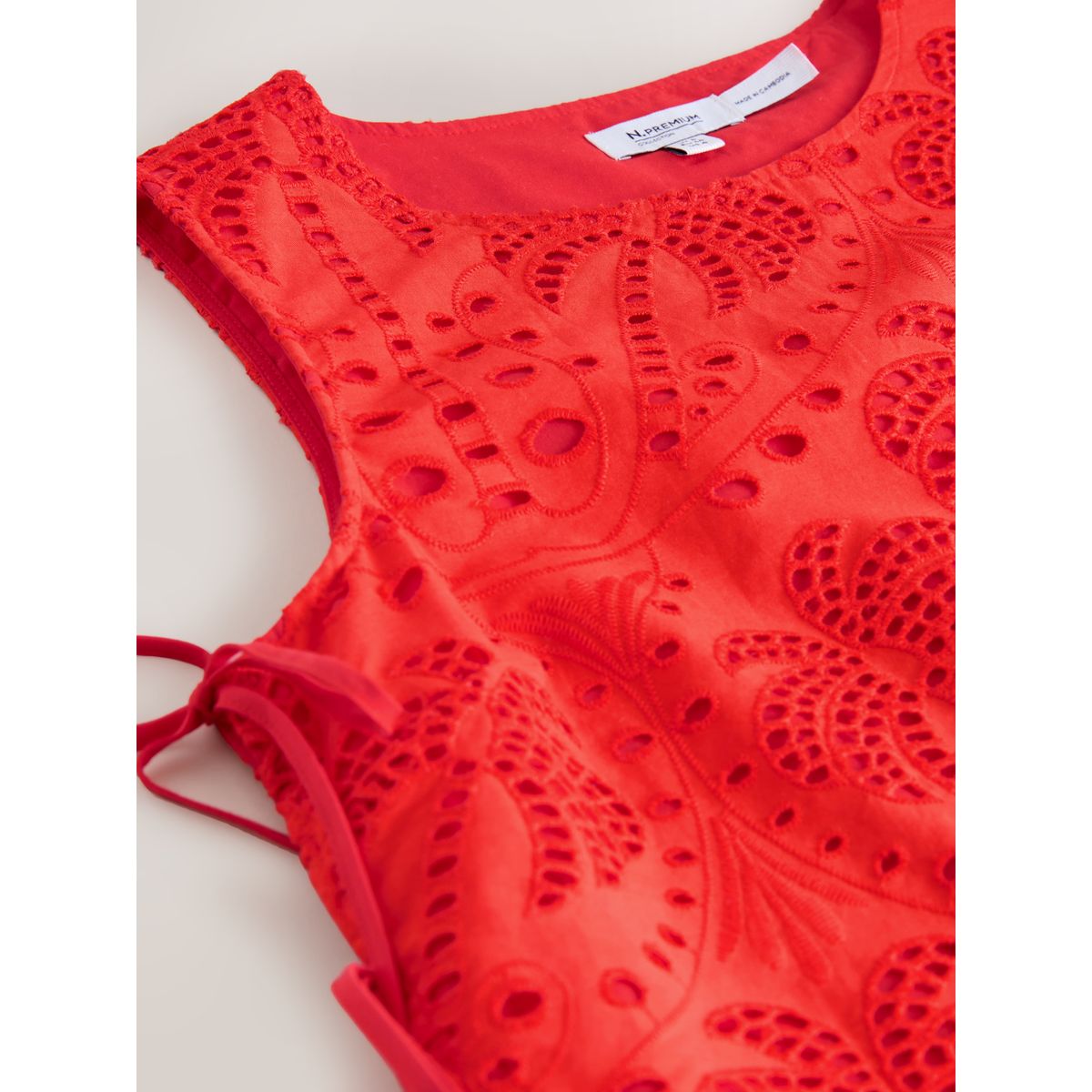 Top à nouer coton broderie anglaise n.premium rouge, NEXT
