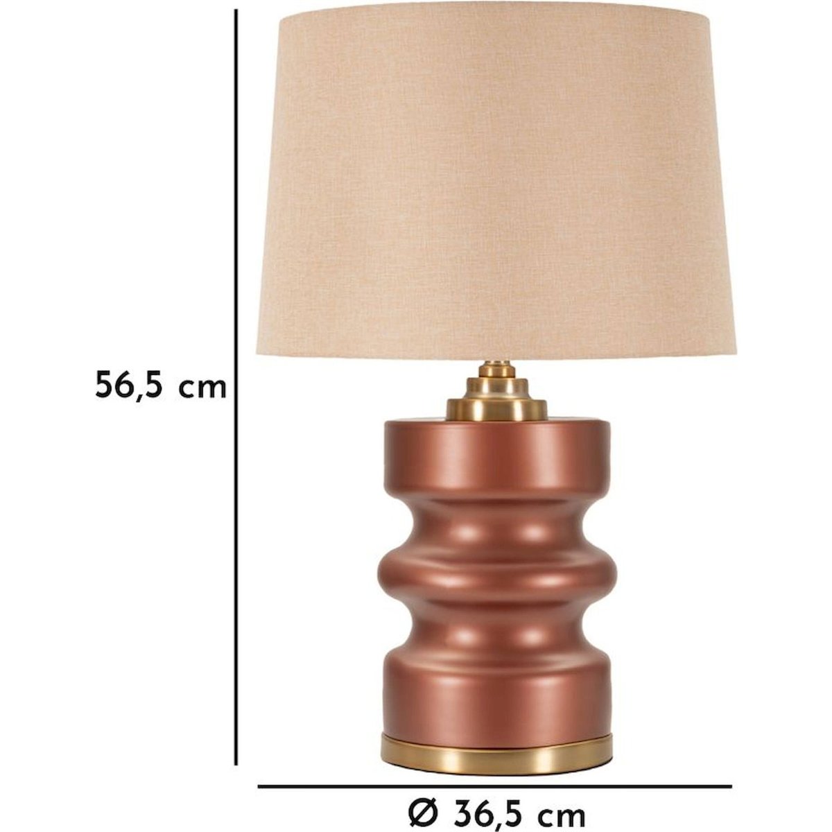Lampe à poser pied ondulé en verre GLAM marron et or, RECOLLECTION