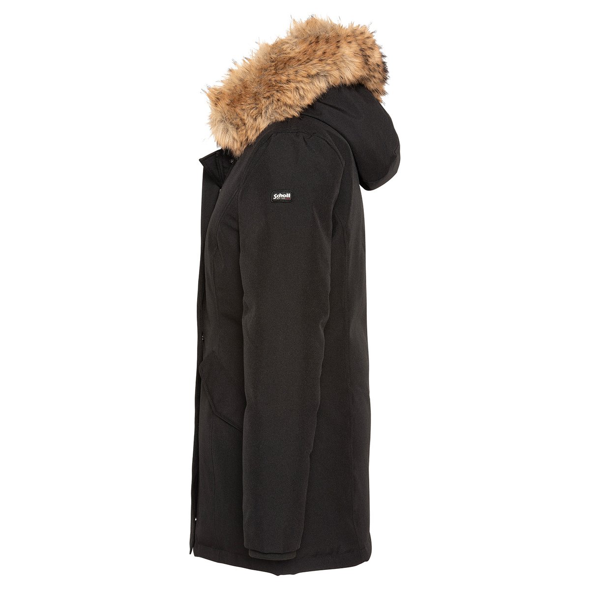 Parka à capuche bordée de imitation fourrure noir, SCHOTT