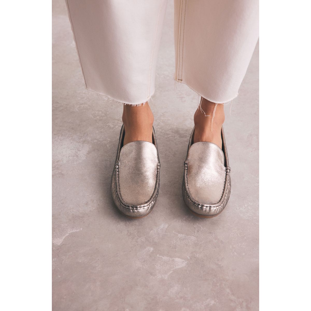 Mocassins à bout rond argent, NEXT