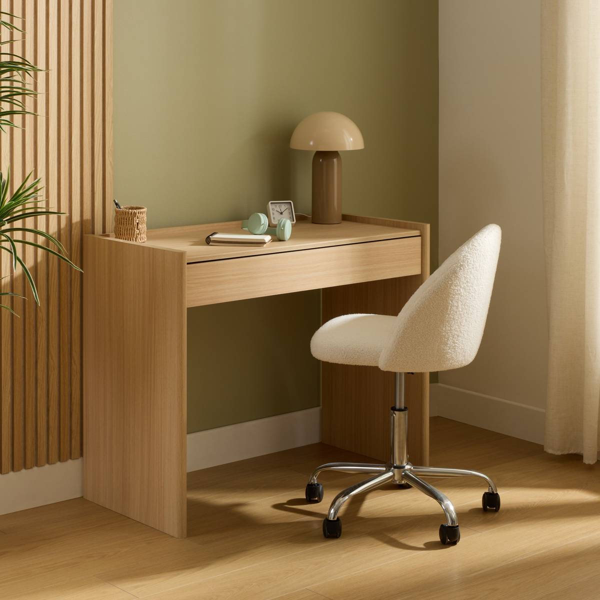 Bureau rectangulaire avec tiroir JOHN beige, ATMOSPHERA